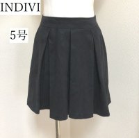 画像1: INDIVI 　小さいサイズ　レディース　ミニスカート　キュロットスカート ブラック　黒　無地 5号 フェイクスウェード