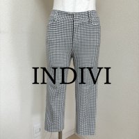 画像1: INDIVI　インディヴィ　スリム　クロップドパンツ　ギンガムチェック　涼しい　5号　夏　XS