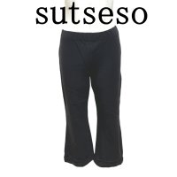 画像1: スチェッソ　sutseso　レディース　ストレッチ　クロップドパンツ　黒　無地　L