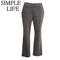 画像1: simple life　シンプルライフ　レディース　テーパードパンツ　ブラウン　グレンチェック　9号　秋　冬