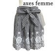 画像1: axes femme アクシーズファム　刺繍入りキュロット　ミニスカート　ギンガムチェック　夏　黒　M (1)