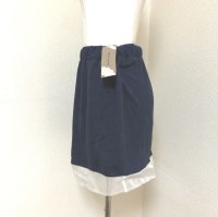 画像2: マウスバレー ウエストゴム 裾シフォン スウェット ミニスカート 紺