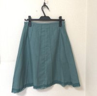 画像1: アーバンナウ 裾レース パネルスカート グリーン ドット 秋色