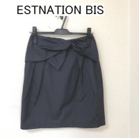 画像1: ESTNATION BIS（エストネーション）ウエストひねり タイトスカート ネイビー