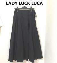 画像1: LUCA/LADY LUCK LUCA（ルカ/レディラックルカ） 部分プリーツ マキシスカート 黒 36 春 秋