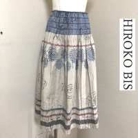 画像1: HIROKO BIS 刺繍 プリーツスカート ロング ベージュ