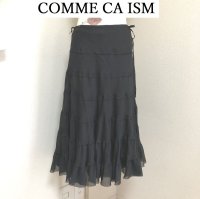 画像1: タグ付き COMME CA ISM（コムサイズム） フォーマル ティアードスカート ロング ブラック M