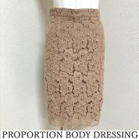 画像1: PROPORTION BODY DRESSING(プロポーションボディドレッシング)　ケミカルレース　タイトスカート　ひざ丈　ブラウン