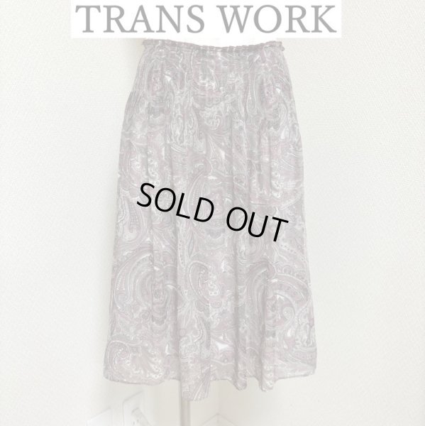 画像1: TRANS WORK　トランスワーク　ひざ丈スカート　ダマスク　プリントスカート　接触冷感　春　夏　ピンク　 (1)