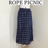 画像1: タグ付き　ROPE PICNIC　ロペピクニック　ロングスカート　春　夏　フレンチリネン混プリーツスカート　ブルー　チェック　38号