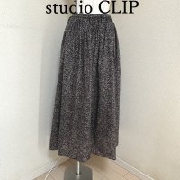 画像1: タグ付き　studio CLIP　ロングスカート　春　夏　フラワープリントクリンクルスカート　ブラック
