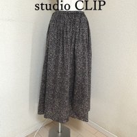 画像1: タグ付き　studio CLIP　ロングスカート　接触冷感　春　夏　フラワープリントクリンクルスカート　ブラック