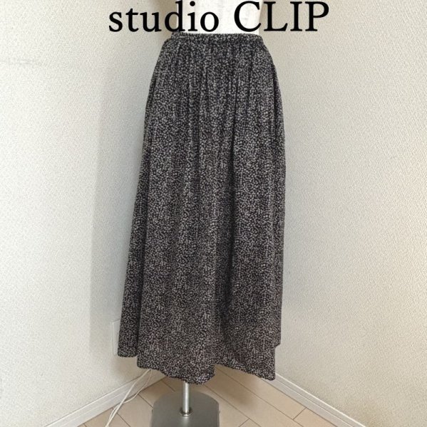 画像1: タグ付き　studio CLIP　ロングスカート　春　夏　フラワープリントクリンクルスカート　ブラック (1)
