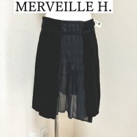 画像1: タグ付き　MERVEILLE H.（メルベイユアッシュ）レディース　シアースカート　ミニスカート　オーバースカート　黒　ブラック