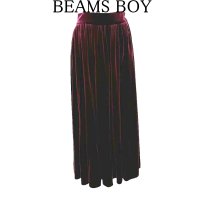 画像1: BEAMS BOY　ロングスカート　別珍　ベルベット　ウエストゴム　えんじ