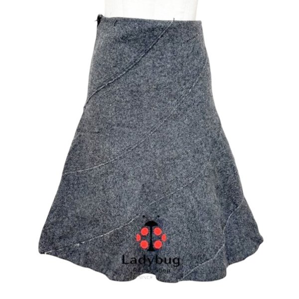 画像1: 23区　ウール　Aラインスカート　膝丈スカート　グレー　36号 (1)