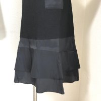 画像2: sutseso（スチェッソ）裾サテン 半袖 チュニック 黒 40号 L