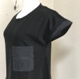画像4: sutseso（スチェッソ）裾サテン 半袖 チュニック 黒 40号 L (4)