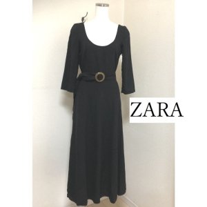 zara ベルト 付き コレクション ロング ワンピース