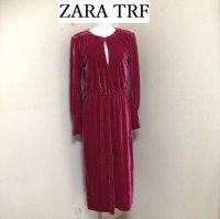 画像1: ザラTRF ベルベット ロングワンピース ドレス ピンク