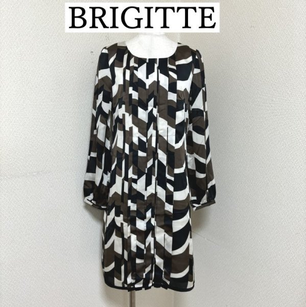 画像1: BRIGITTE ブリジット 東京スタイル ワンピース フォーマル　ロング　幾何学　ブラウン　9号 (1)
