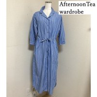 画像1: AfternoonTea　wardrobe(アフタヌーンティー) レディース　ロングワンピース　シャツワンピース　7分袖　ストライプ　MR　秋