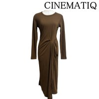 画像1: CINEMATIQ　ロングワンピース　長袖　ブラウン　2way　サイドスリット　 ピンナップ　秋