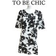 画像1: TO BE CHIC　レディース　ワンピース　フラワーレース　半袖　ひざ丈　モノトーン　黒　白　42号 (1)