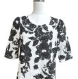 画像2: TO BE CHIC　レディース　ワンピース　フラワーレース　半袖　ひざ丈　モノトーン　黒　白　42号 (2)