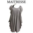 画像1: MAITRESSE メトリーゼ　シルクシフォンワンピース　ひざ丈　おでかけ　ドレープワンピース　ブラウン　F (1)