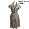 画像1: STRAWBERRY-FIELDS　ストロベリーフィールズ　おでかけワンピース　ウエストリボン　フリル付き　半袖　ブラウン　2　ひざ丈 (1)