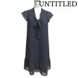 画像1: UNTITLED　アンタイトル　レディース　シフォンワンピース　ひざ丈　半袖　ドット　ネイビー　Ⅿ (1)
