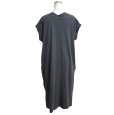画像3: レディース　ロングワンピース　Vネック　半袖　ミモレ丈　チャコール　M (3)