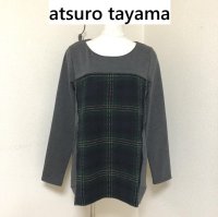 画像1: atsuro tayama タータンチェック切替 長袖トップス M