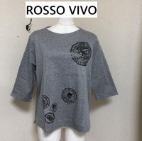画像1: ROSSO VIVO 熱転写スタンプ 7分袖カットソー グレー