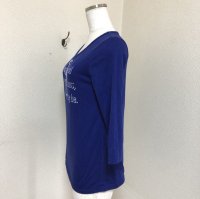 画像2: レディース 7分袖 カットソー ブルー M めがねプリント
