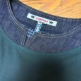 画像6: アルベロベロ　長袖カットソー　Aライン　ロバワッペン　スウェット　デニム　シフォン　切り替え　モスグリーン　チェック　ブラック (6)