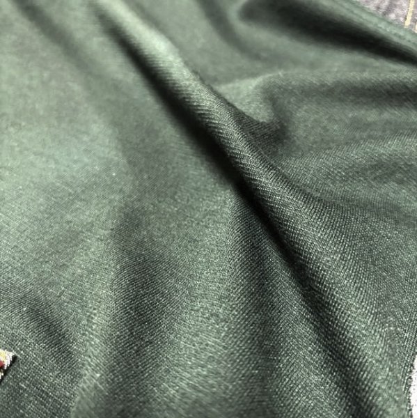 画像10: アルベロベロ　長袖カットソー　Aライン　ロバワッペン　スウェット　デニム　シフォン　切り替え　モスグリーン　チェック　ブラック (10)