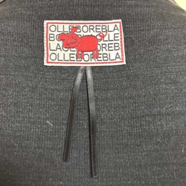 画像6: アルベロベロ　７分袖　ニットカットソー　４匹のブタワッペン　カメラのボタン　デニム切り替え　ブラック　ポケット付き (6)