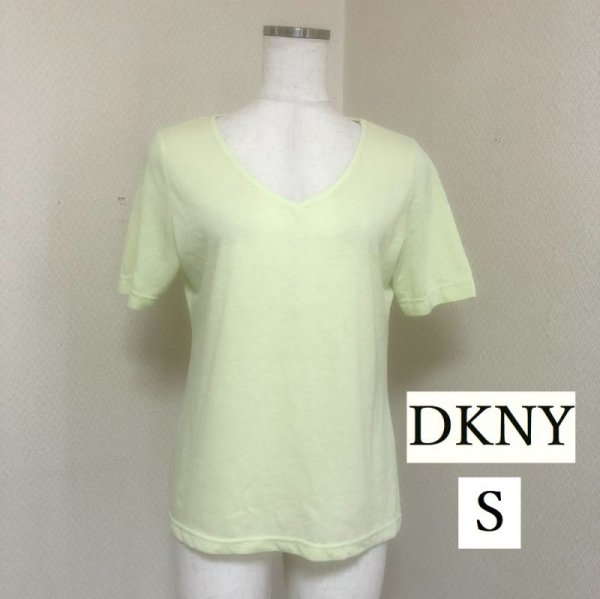 画像1: DKNY Vネック Tシャツ 半袖 S ライトグリーン (1)