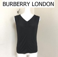画像1: BURBERRY LONDON（バーバリーロンドン） ギャザー入り ノースリーブカットソー 黒