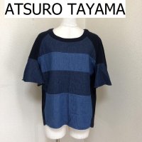 画像1: ATSURO TAYAMA（アツロウ タヤマ）前上がり フレアスリーブ デニム切替 スウェット Tシャツ 半袖