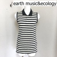 画像1: earth music&ecology（アースミュージックアンドエコロジー）ノースリーブ ポロシャツ ボーダー レディース