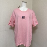 画像1: USAワッペン レディース ゆったり Tシャツ 半袖 ピンク 韓国