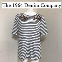画像1: The 1964 Denim Company レディース Tシャツ 花刺繍 半袖 ボーダー S