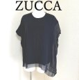 画像1: ZUCCA　ズッカ　レディース　Tシャツ　半袖　シルク切り替え　ブラック　黒 (1)