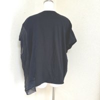 画像3: ZUCCA　ズッカ　レディース　Tシャツ　半袖　シルク切り替え　ブラック　黒