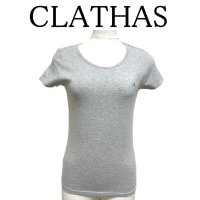 画像1: CLATHAS　クレイサス　レディース　半袖カットソー　グレー　無地　ロゴ刺繍　M