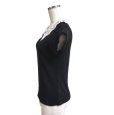 画像3: TOCCO CLOSET　レース襟付き　スカラップカットスリーブ　リブカット　プルオーバー　黒 (3)