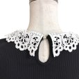 画像5: TOCCO CLOSET　レース襟付き　スカラップカットスリーブ　リブカット　プルオーバー　黒 (5)